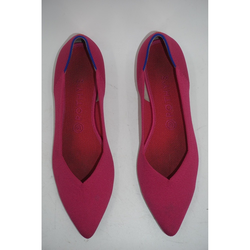 Rothy's The Point Ballet Flats Hot Pink Knit Washable Women's Size 10 - Picture 5 of 7